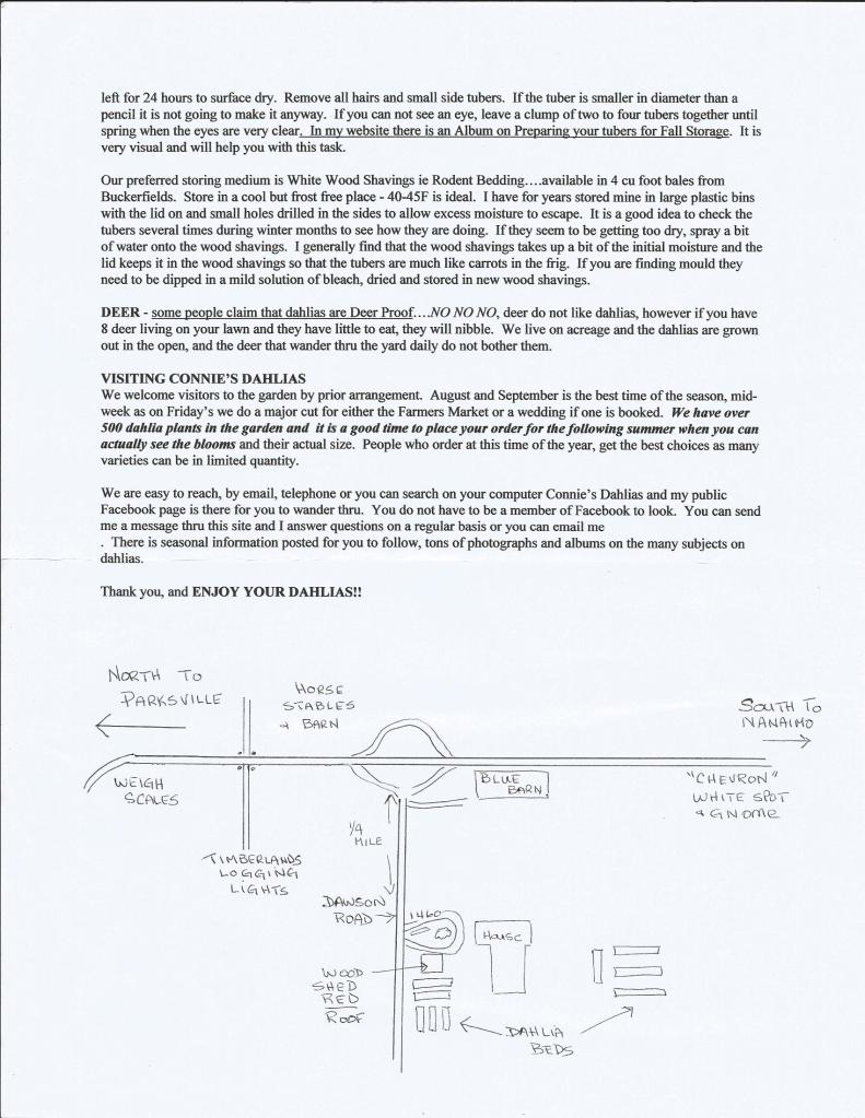 Connies Dahlia info sheet, View Royal Garden Club, Victoria BC